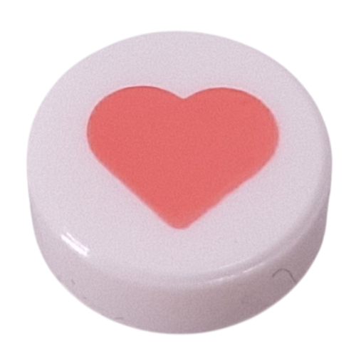 Tile Round 1 x 1 with Coral Heart print