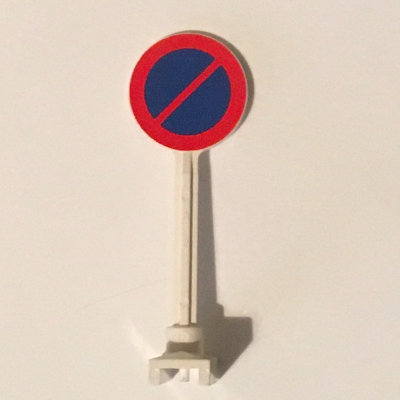 LEGO part Road Sign Round with No Parking Pattern (Diagonal Upward to Right)
