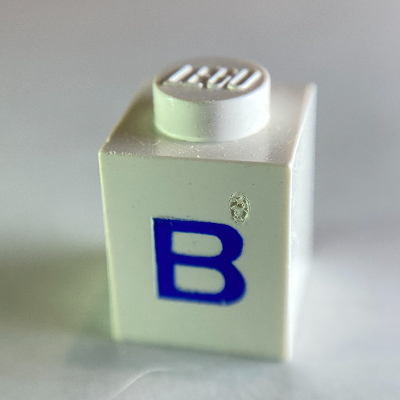 LEGO part Brick 1 X 1 with Blue 'B' print (Serif Font)