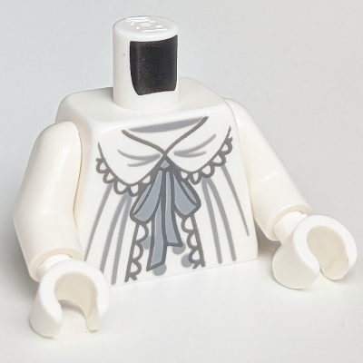 Torso Dress, Dark Bluish Gray Bowtie, Black Lace Trim Print, White Arms and Hands