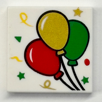 Tile 2 x 2 with Red/Yellow/Green Balloons Print
