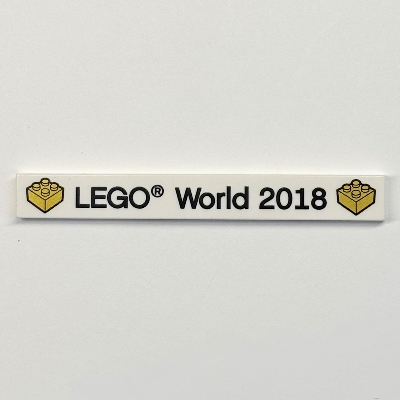 LEGO part Tile 1 x 6 with 'LEGO World 2018' Print