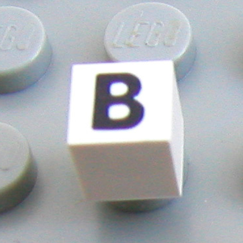 Modulex Tile 1 x 1 with B print - Black Lining on Top and Sides