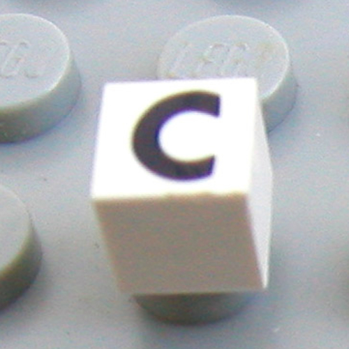 Modulex Tile 1 x 1 with C print - Black Lining on Top and Sides