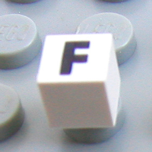 Modulex Tile 1 x 1 with F print - Black Lining on Top and Sides