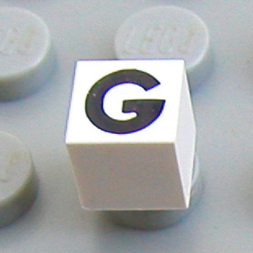 Modulex Tile 1 x 1 with G print - Black Lining on Top and Sides