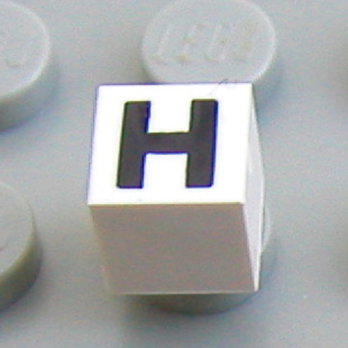 Modulex Tile 1 x 1 with H print - Black Lining on Top and Sides