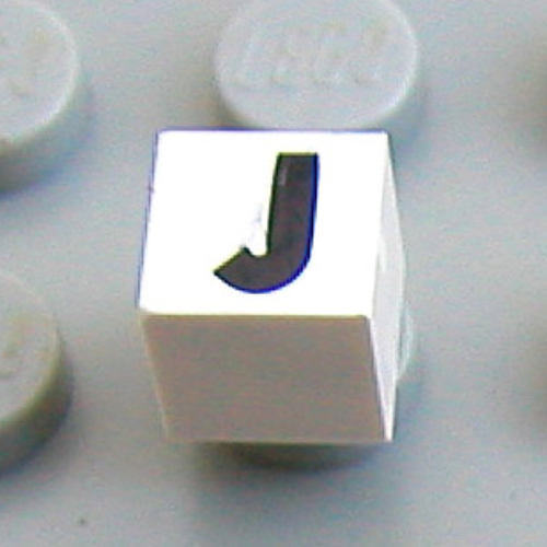 Modulex Tile 1 x 1 with J print - Black Lining on Top and Sides