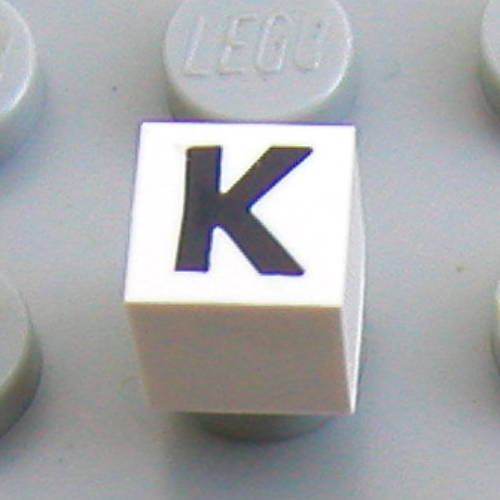 Modulex Tile 1 x 1 with K print - Black Lining on Top and Sides