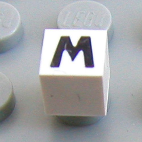 Modulex Tile 1 x 1 with M/W print - Black Lining on Top and Sides