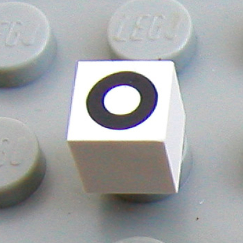 Modulex Tile 1 x 1 with O print - Black Lining on Top and Sides