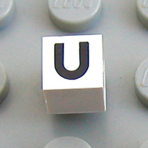 Modulex Tile 1 x 1 with U print - Black Lining on Top and Sides