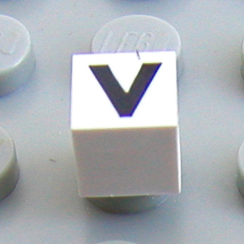 Modulex Tile 1 x 1 with V print - Black Lining on Top and Sides