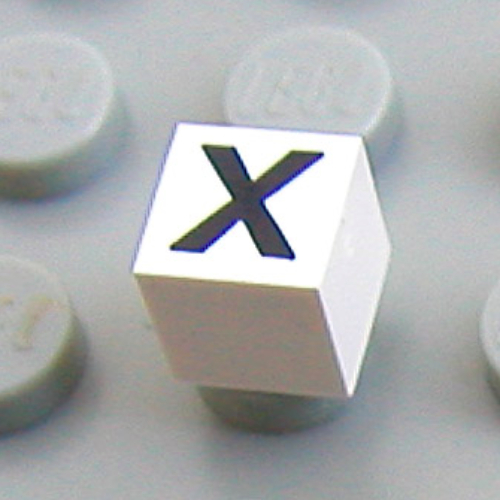 Modulex Tile 1 x 1 with X print - Black Lining on Top and Sides