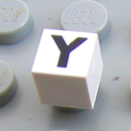 Modulex Tile 1 x 1 with Y print - Black Lining on Top and Sides