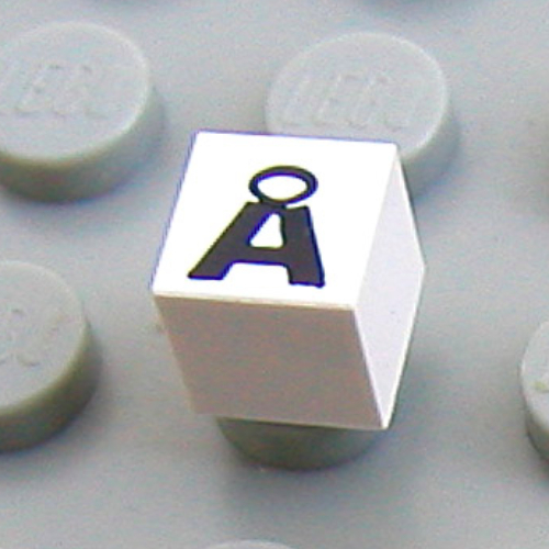 Modulex Tile 1 x 1 with Å print - Black Lining on Top and Sides