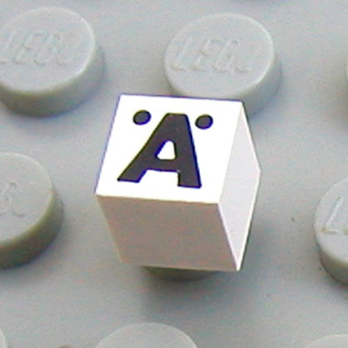 Modulex Tile 1 x 1 with Ä print - Black Lining on Top and Sides