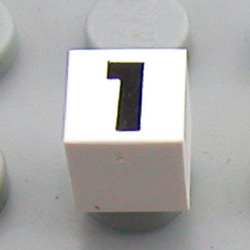 Modulex Tile 1 x 1 with Black '1' Print with No Lining