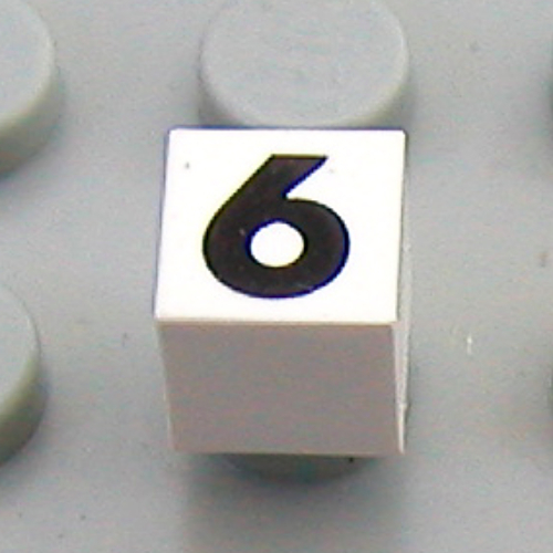 Modulex Tile 1 x 1 with Black '6/9' Print with No Lining