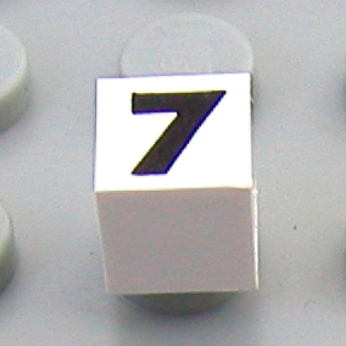 Modulex Tile 1 x 1 with Black '7' Print with No Lining