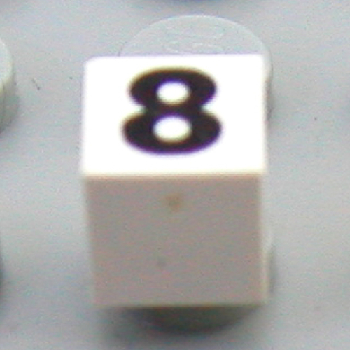 Modulex Tile 1 x 1 with Black '8' Print with No Lining