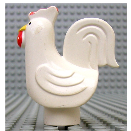 Duplo Animal Chicken / Rooster, Large Tail, Lobe Comb, with Stud Holder on Bottom, without Base