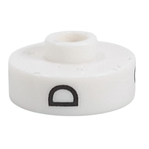 Pen Bead, Round Short, Flat Edge with 'D', '2', 'W' Print