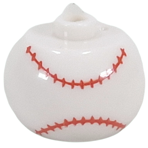 Pen Bead, Round Orb with Baseball with Red Horizontal Seam Print