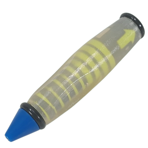 Pen Body, with Blue Tip, Black Ends, Yellow Lines, Arrows print