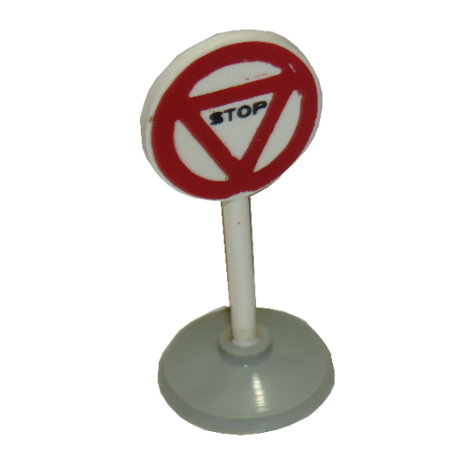 Road Sign Old Round with Triangle Stop Print & Type 1 Base