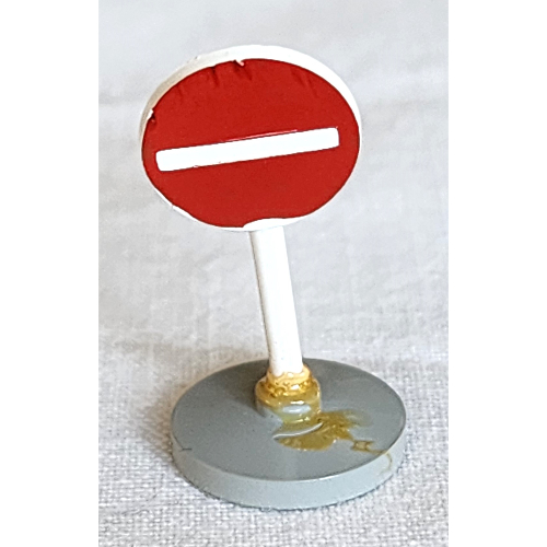 Road Sign Old Round with No Entry Print & Type 2 Base