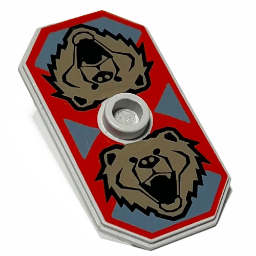 Shield Rectangular with Stud, Knights Kingdom Santis Bear Print (Non-Sticker)