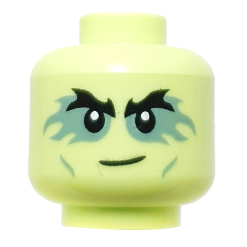 Minifig Head Morro, Thick Black Eyebrows, Sand Green Eyeshadow, Smirk