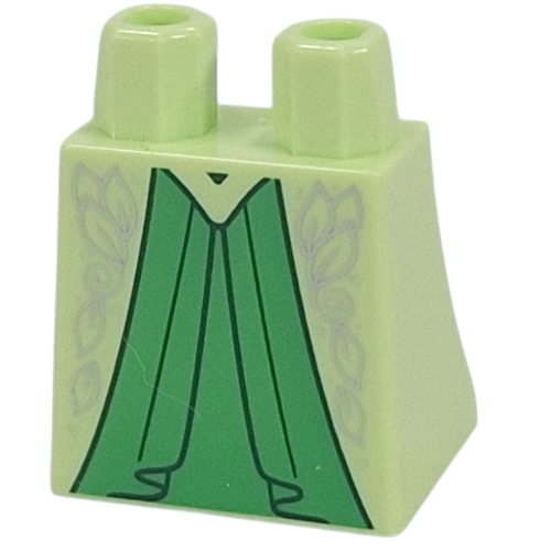 LEGO part Hips and Legs Under Dress/Robe with Green Dress, Silver Leaves, Stars Decorations print