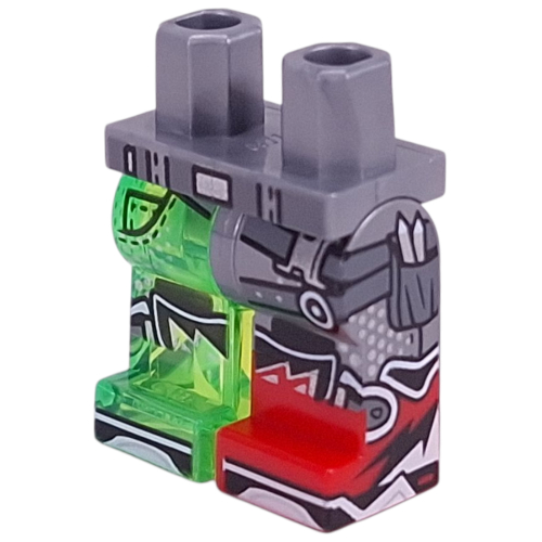 Hips with Flat Silver Leg and Red Left Boot Pattern, Trans-Bright Green Right Leg with Belt, Straps, Black Boots print