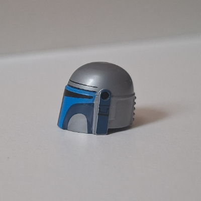 Helmet Mandalorian with Holes, Blue and Dark Blue Print and Black Print on the Left-hand Side