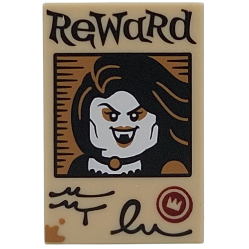 Tile 2 x 3 with Wanted Poster, 'REWARD', Vampire print