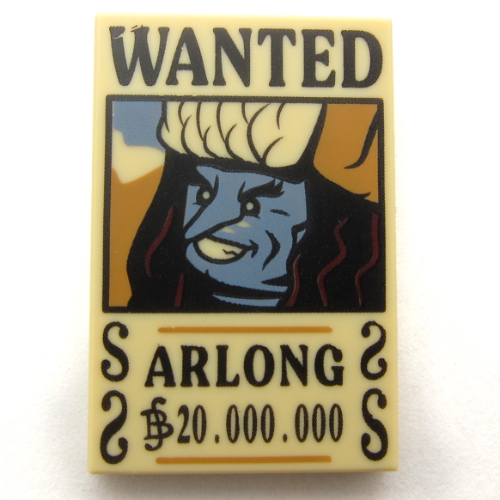 Tile 2 x 3 with 'WANTED', ARLONG', '20.000.000' Print Tan
