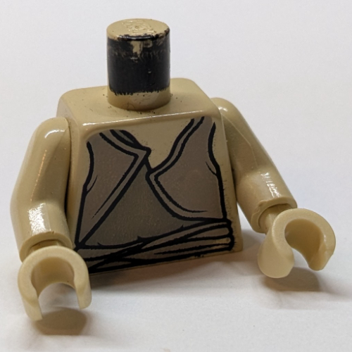 Torso Vest, Dark Gray with Belt over Dark Tan Undershirt Print (Gungan), Tan Arms, Tan Hands