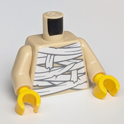 Torso White Bandage Wrapping Print, Tan Arms, Yellow Hands