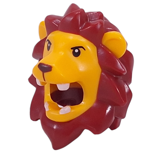 Costume / Mask, Lion with Dark Red Mane, Black Eyes, White Fangs print