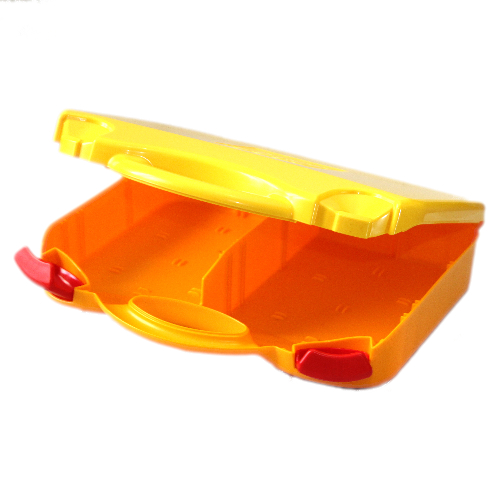 Storage Case, with Rounded Corners, Yellow Lid, Red Latches
