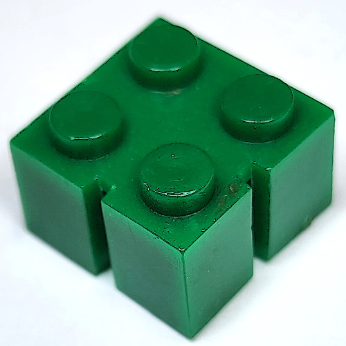 Brick 2 x 2 without Bottom Tubes, Slotted (with 2 slots, right)