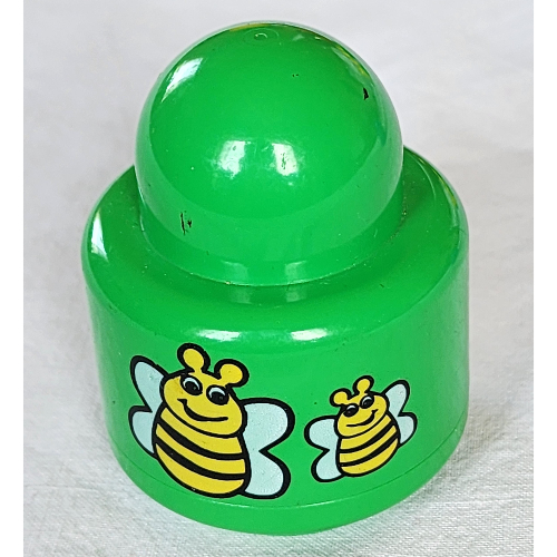 Primo Brick Round Rattle 1 x 1 with Two Bees Print