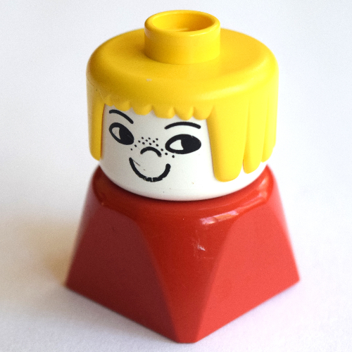 Duplo 2 x 2 x 2 Figure Brick Early, Straight Hair Yellow, Nose Freckles Print