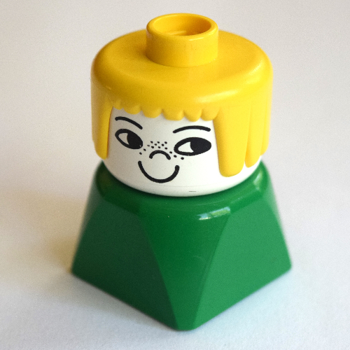 Duplo 2 x 2 x 2 Figure Brick Early, Straight Hair Yellow, Nose Freckles Print