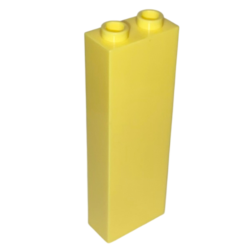 Brick 1 x 2 x 5 with Blocked Open Studs and Bottom Stud Holder with Asymmetric Ridges Bright Light Yellow