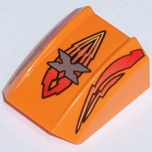 Slope Curved 2 x 2 with Lip, No Studs with Island Xtreme Stunts Logo and Flames Print