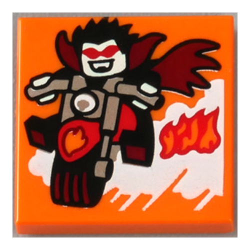 Tile 2 x 2 with Fire Motorbike print (43115-1)
