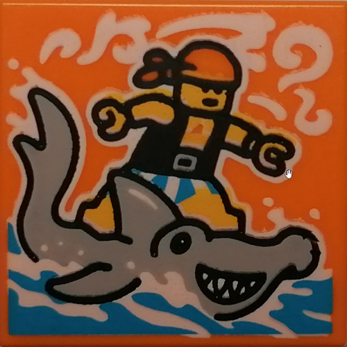 Tile 2 x 2 with Shark Surfer print (43114-1)